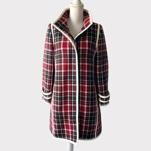 J.Crew Collection Car Coat Cocoon Winter Plaid Stadium Cloth Size 8 Nello Gori